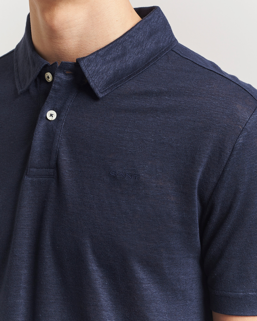 Men | Polo Shirts | GANT | Linen Polo Evening Blue