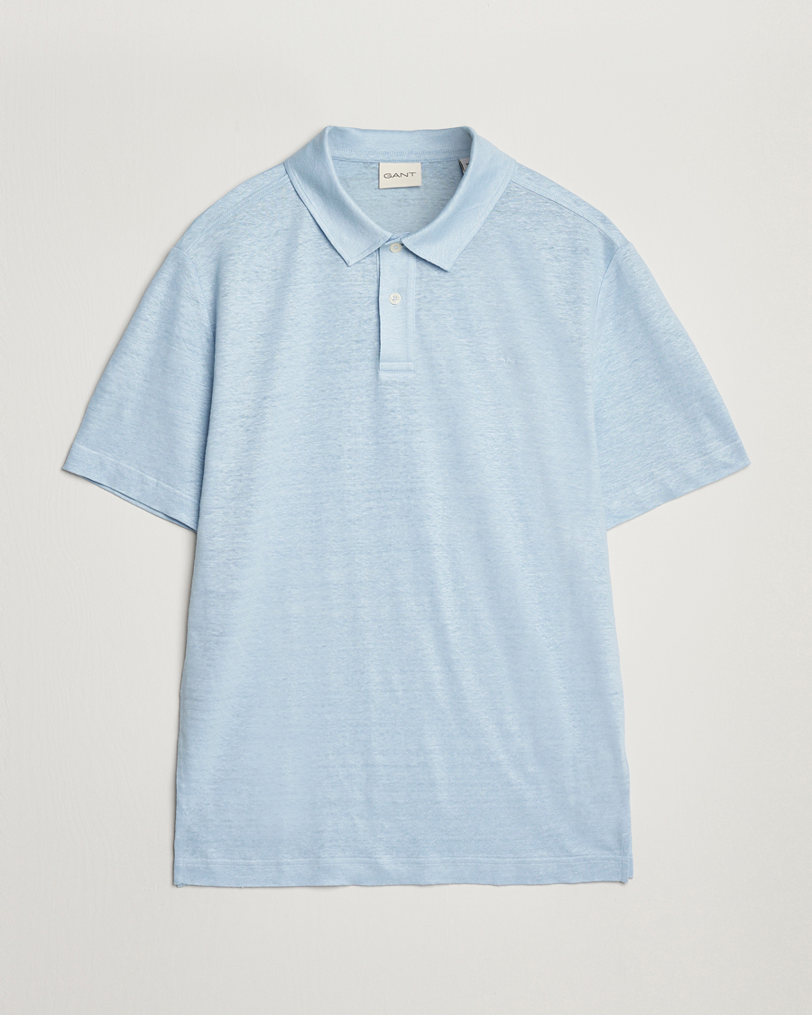 Men | Polo Shirts | GANT | Linen Polo Fresh Blue