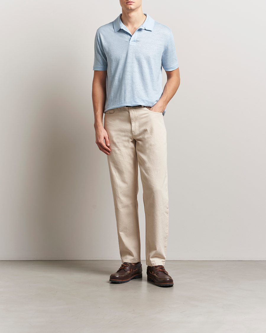 Men | Polo Shirts | GANT | Linen Polo Fresh Blue