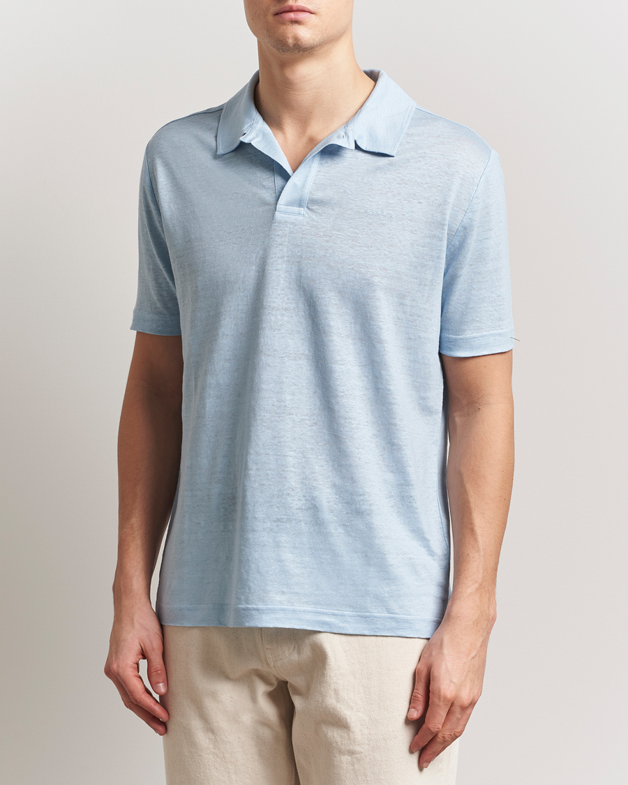 Men | Polo Shirts | GANT | Linen Polo Fresh Blue
