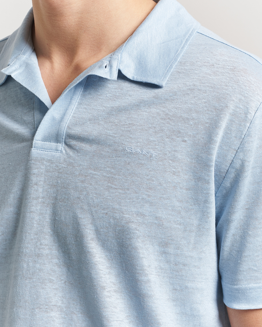 Men | Polo Shirts | GANT | Linen Polo Fresh Blue
