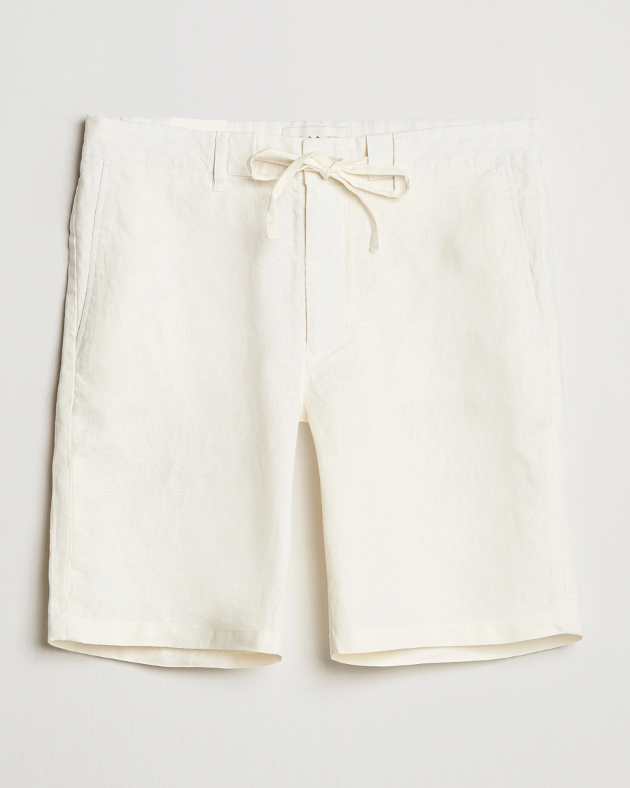 Men | Shorts | GANT | Relaxed Linen Drawstring Shorts Cream