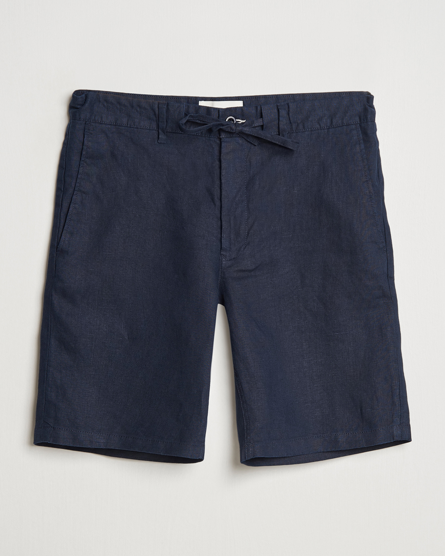 Men | Shorts | GANT | Relaxed Linen Drawstring Shorts Evening Blue