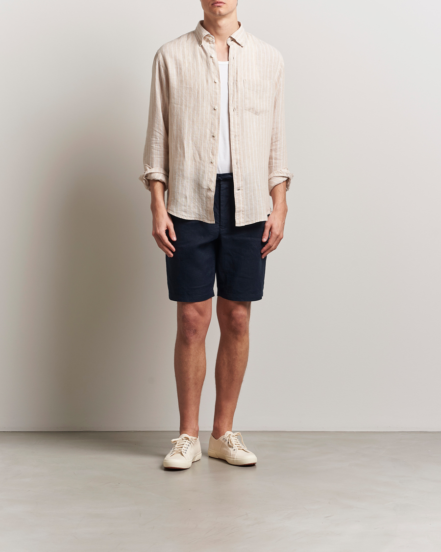 Men | Shorts | GANT | Relaxed Linen Drawstring Shorts Evening Blue