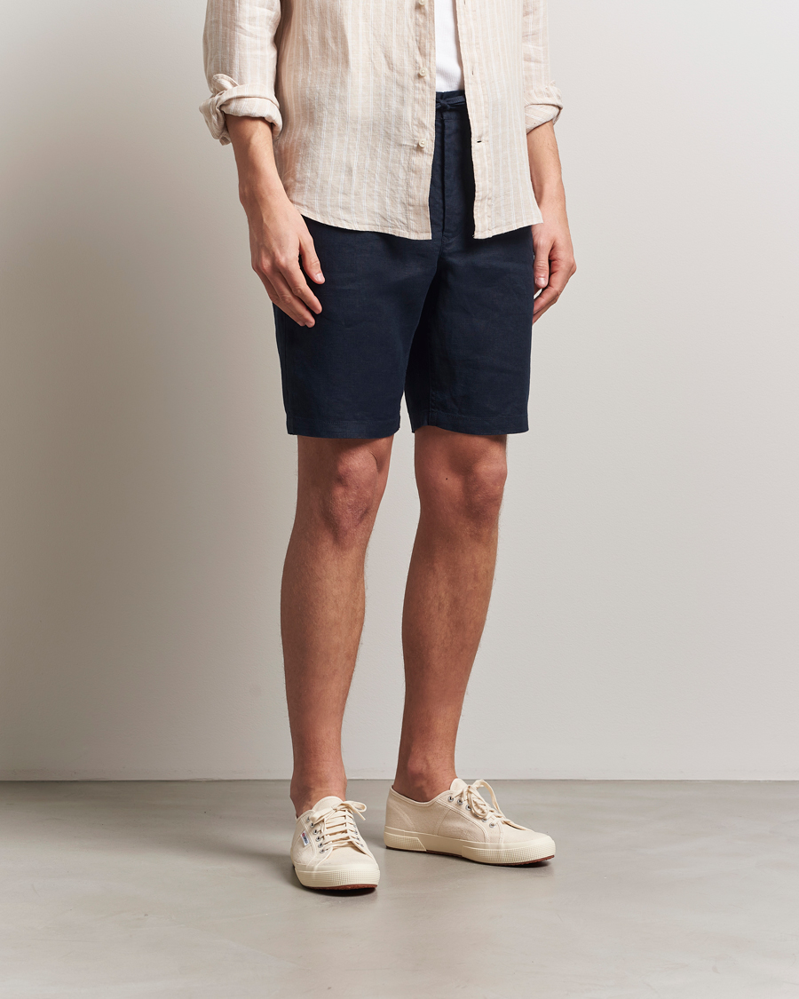 Men | Shorts | GANT | Relaxed Linen Drawstring Shorts Evening Blue