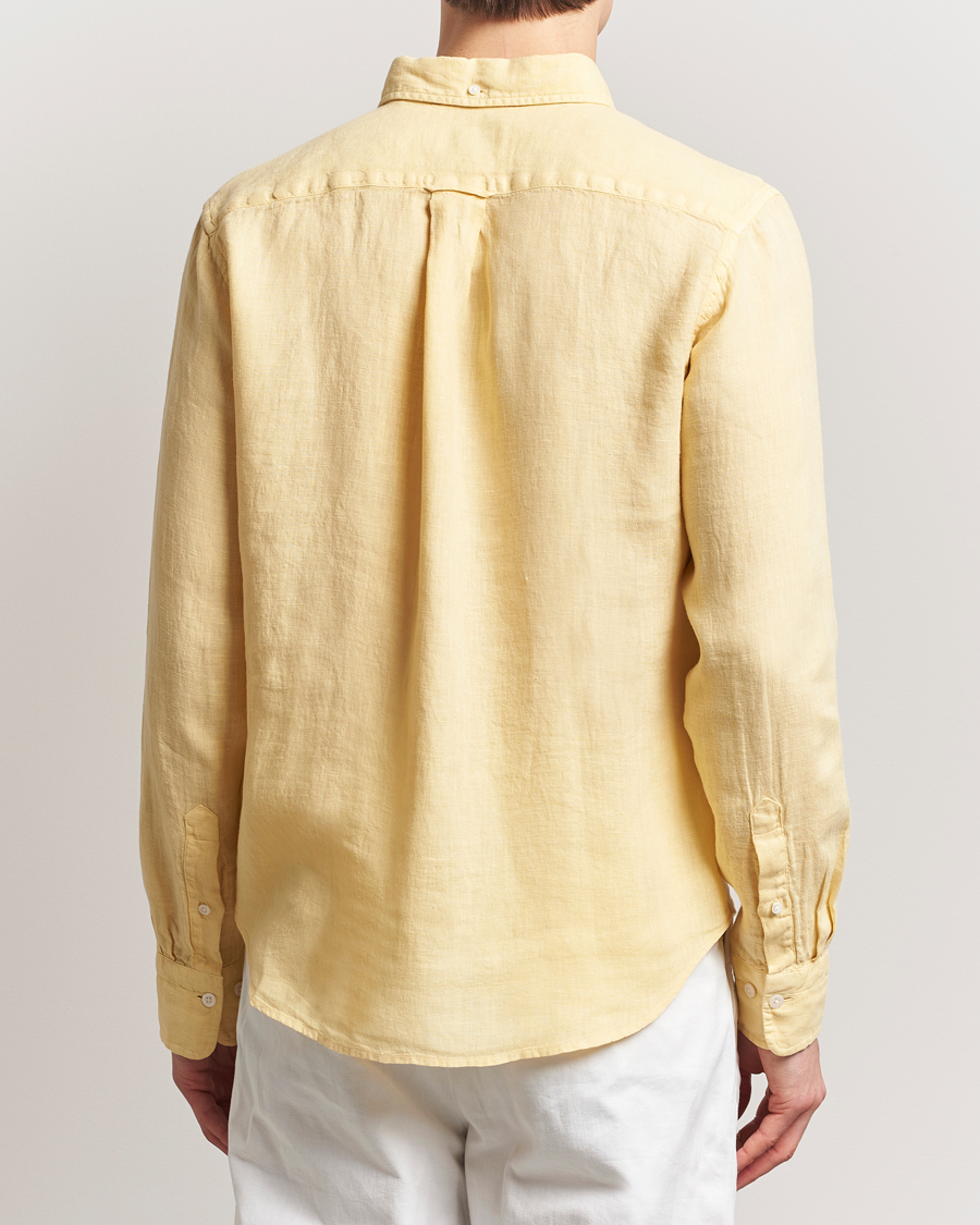 Men | Shirts | GANT | Regular Fit Garment Dyed Linen Shirt Dusty Yellow