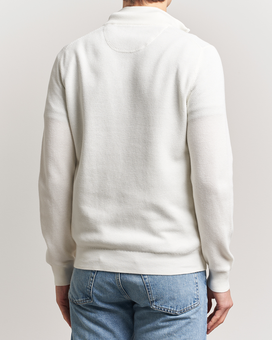 Men | Sweaters & Knitwear | GANT | Cotton Pique Half Zip Eggshell
