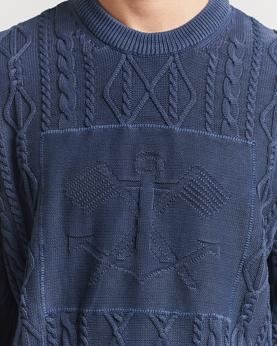 Men | Sweaters & Knitwear | GANT | Aran Cable Knitted Sweater Evening Blue