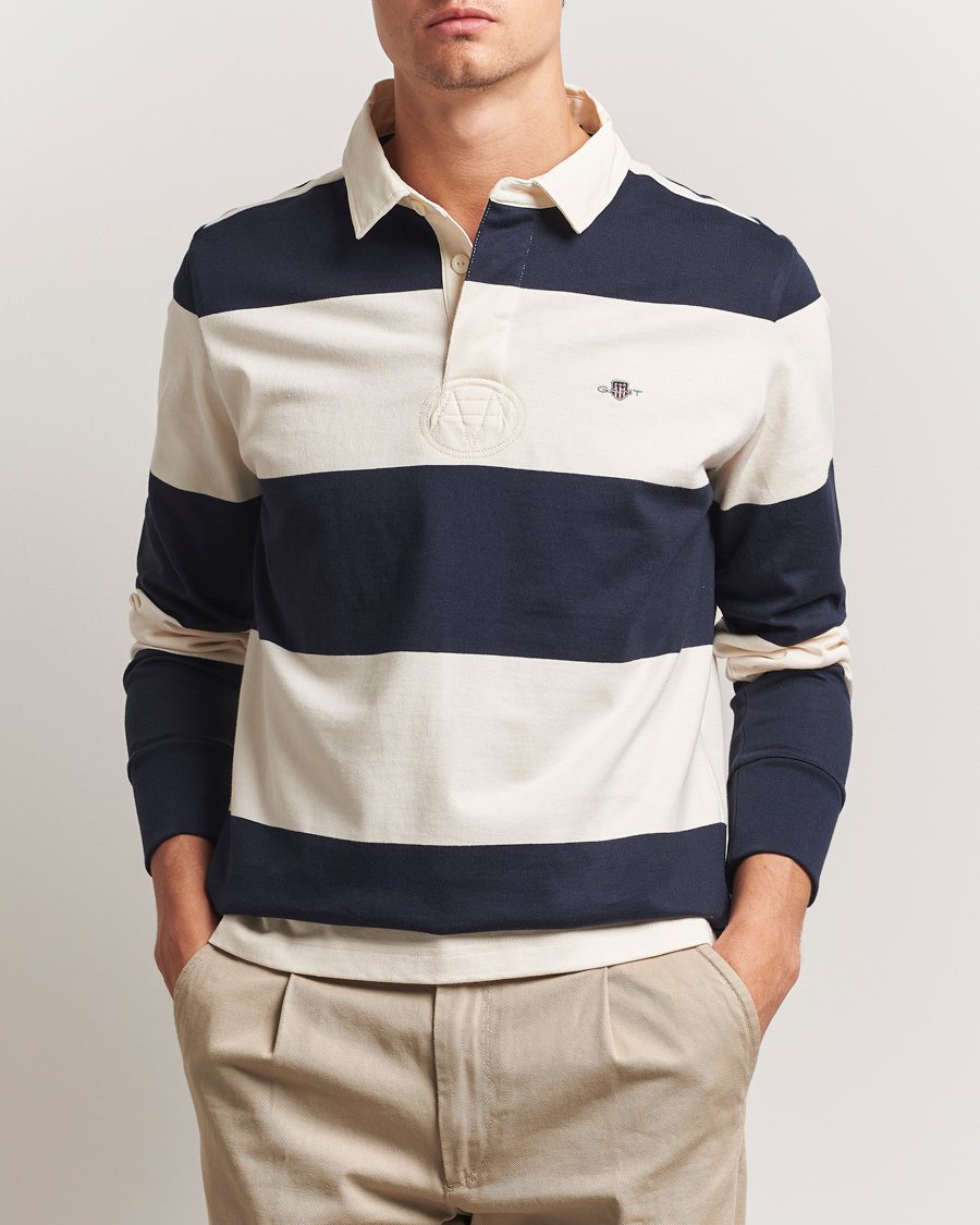 Men | Sweaters & Knitwear | GANT | Barstriped Rugger Evening Blue