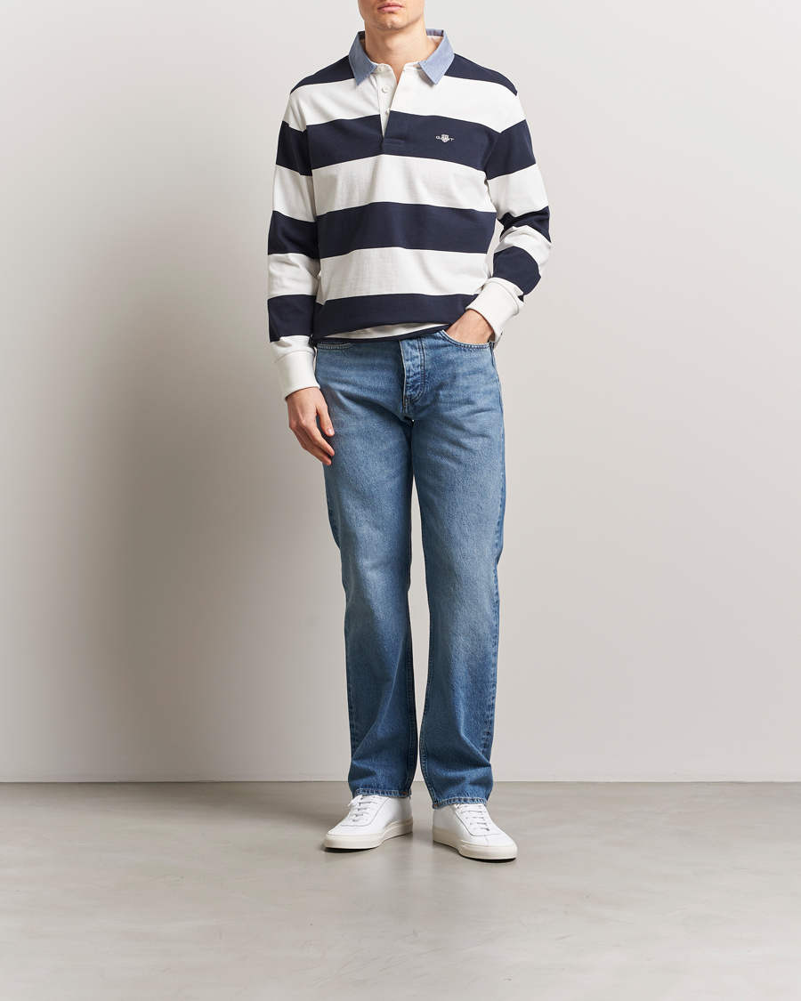 Men | Sweaters & Knitwear | Gant | Chambray Barstriped Rugger Eggshell