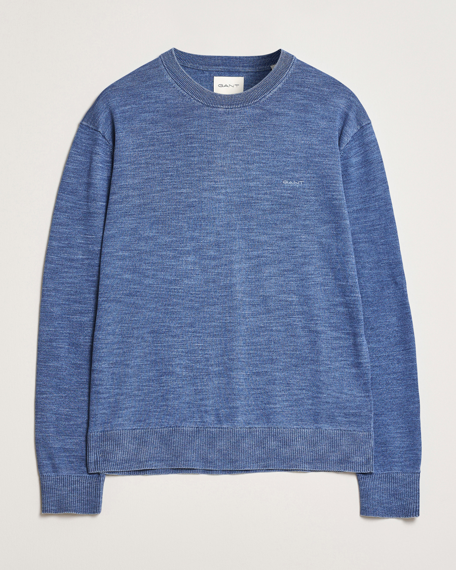 Men | Sweaters & Knitwear | GANT | Sunfaded Crew Neck Sweater Persian Blue