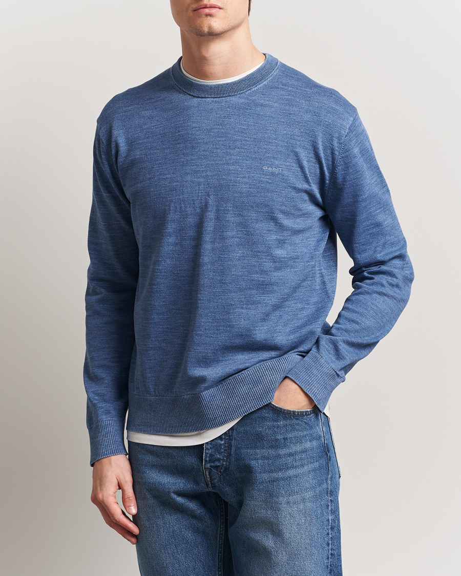 Men | Sweaters & Knitwear | GANT | Sunfaded Crew Neck Sweater Persian Blue