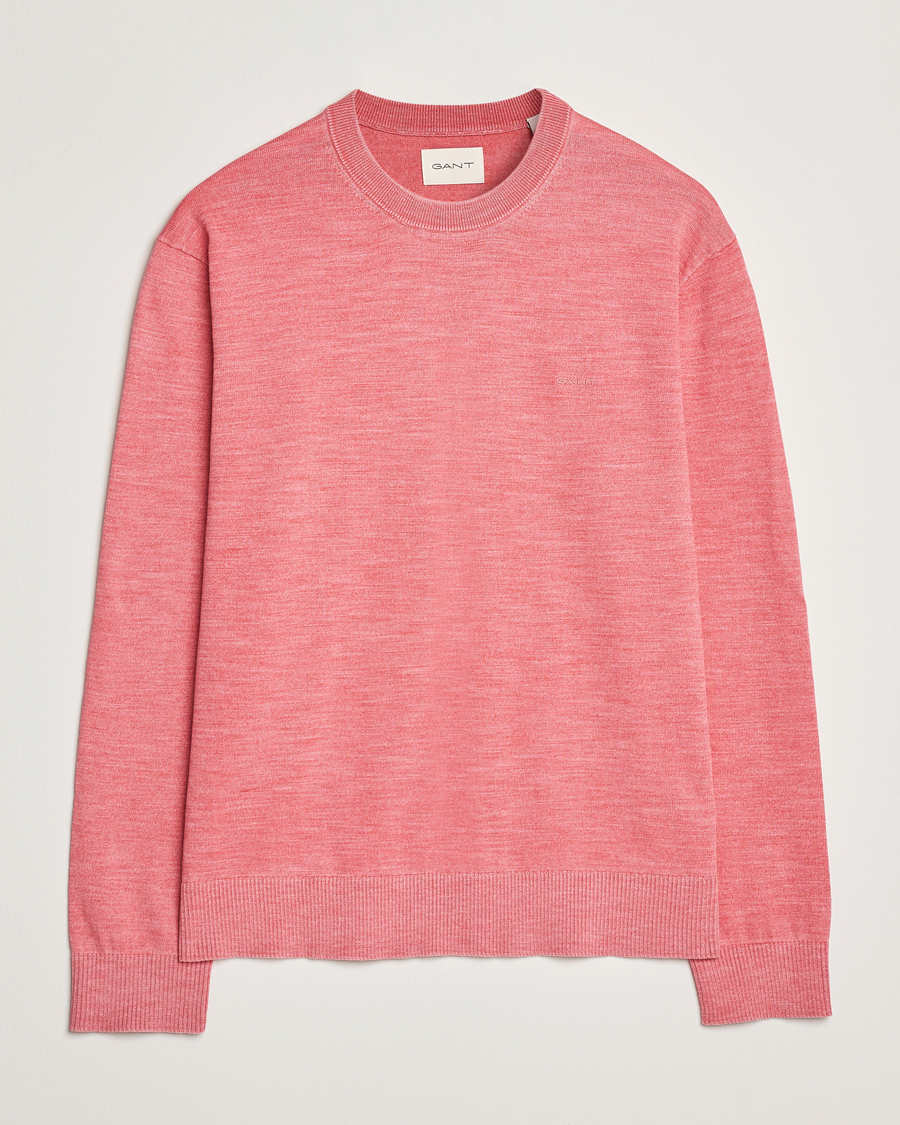 Men | Sweaters & Knitwear | GANT | Sunfaded Crew Neck Sweater Watermelon Red
