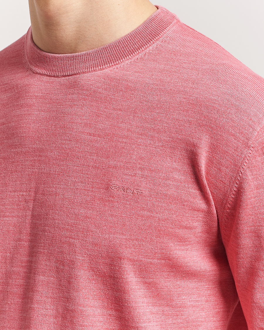 Men | Sweaters & Knitwear | GANT | Sunfaded Crew Neck Sweater Watermelon Red