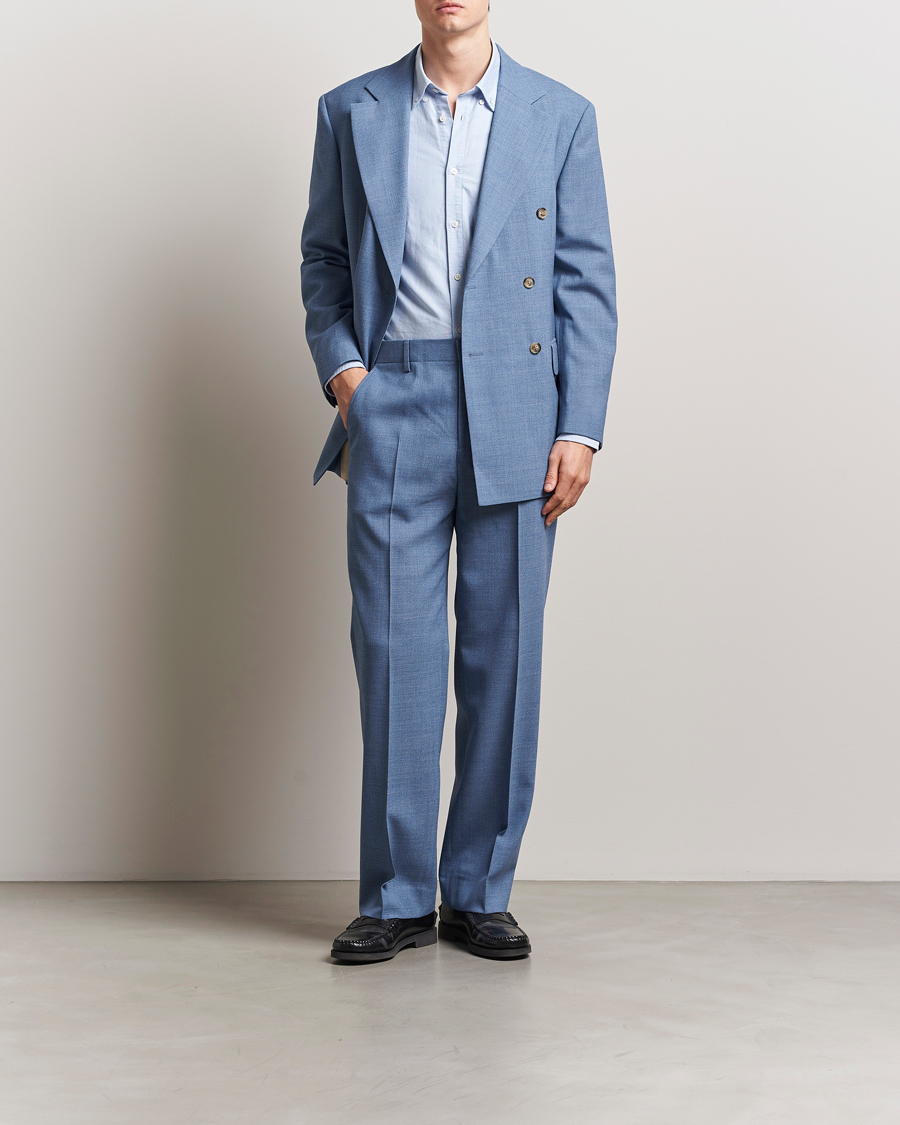 Men | Trousers | GANT | Mouline Wool Suit Trousers Salty Sea