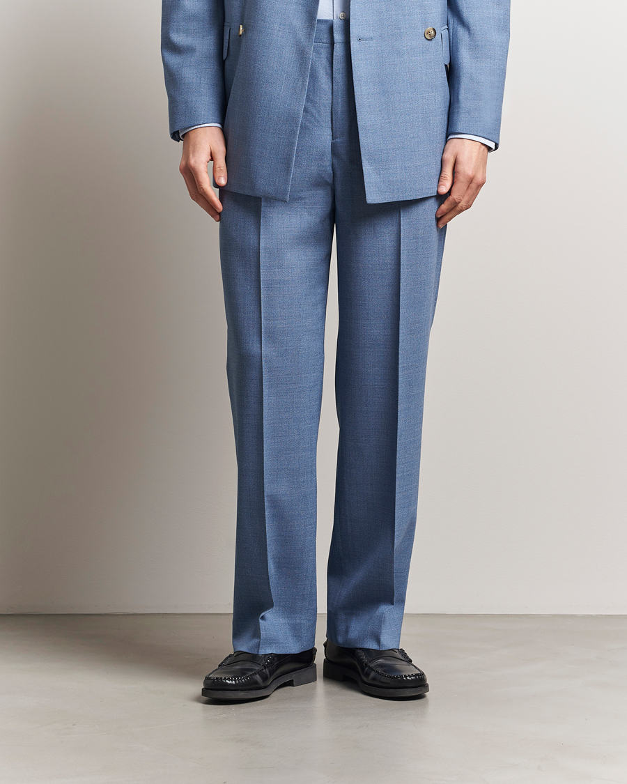 Men | Trousers | GANT | Mouline Wool Suit Trousers Salty Sea