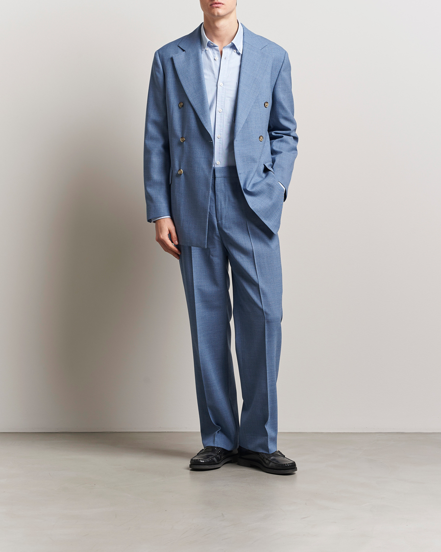 Men | Blazers | GANT | Mouline Wool Double Breasted Suit Jacket Salty Sea