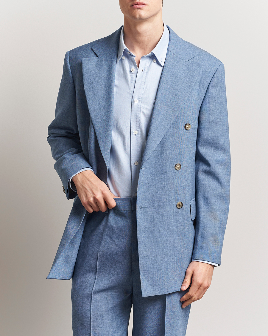 Men | Blazers | GANT | Mouline Wool Double Breasted Suit Jacket Salty Sea