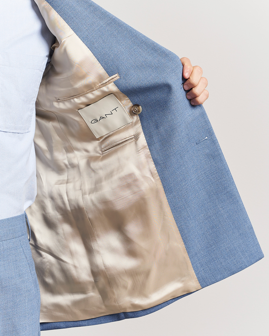 Men | Blazers | GANT | Mouline Wool Double Breasted Suit Jacket Salty Sea
