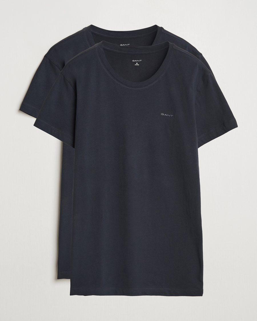 Men | T-Shirts | Gant | 2-Pack Crew Neck T-Shirt Black