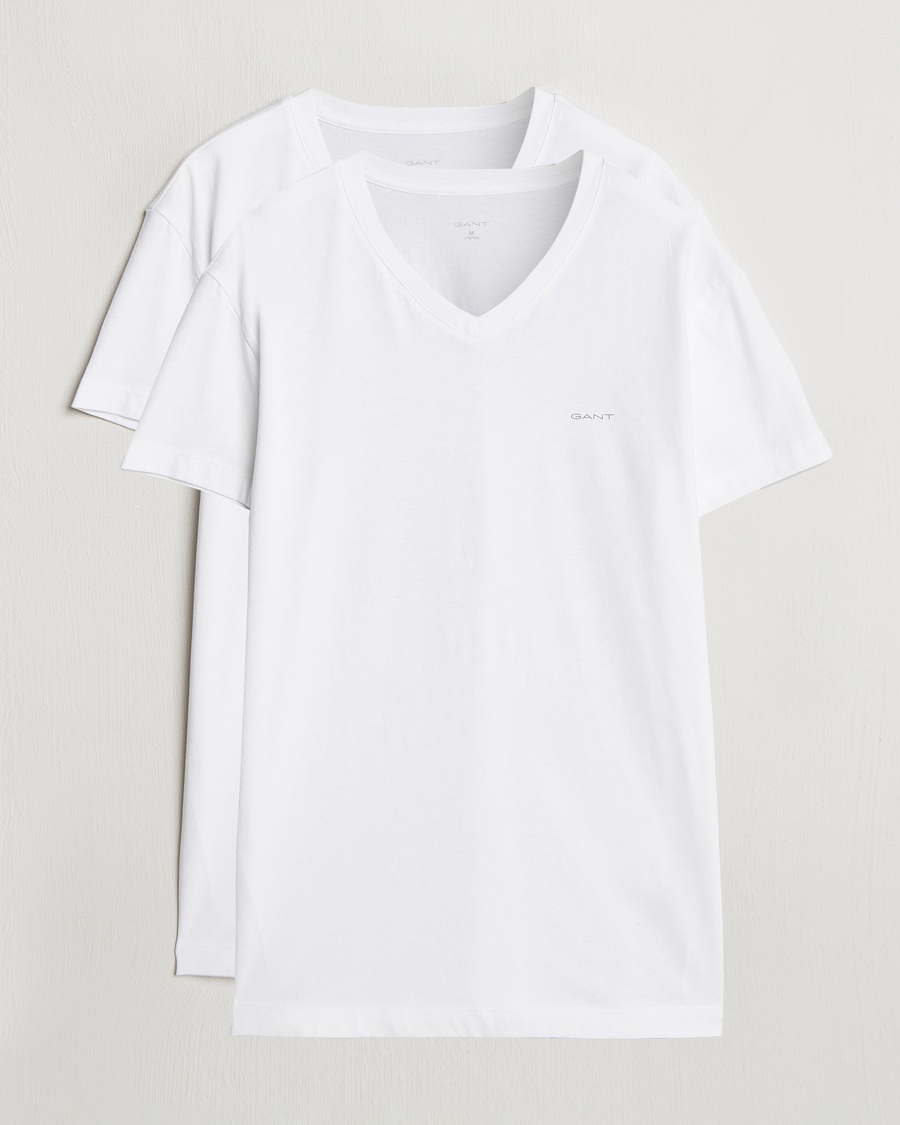 Men | T-Shirts | GANT | 2-Pack V-Neck T-shirt White