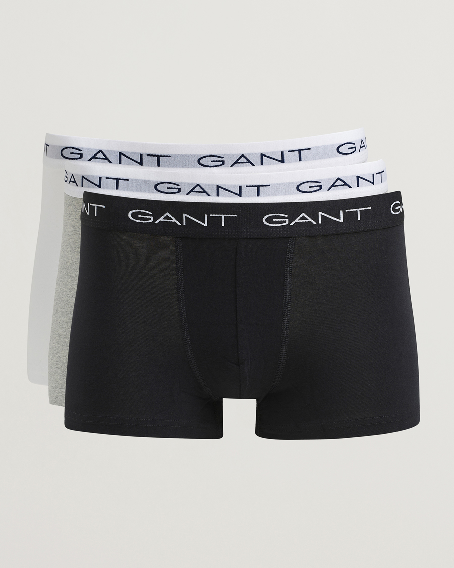 Men | Underwear & Socks | GANT | 3-Pack Trunks Light Grey Melange/Black/White