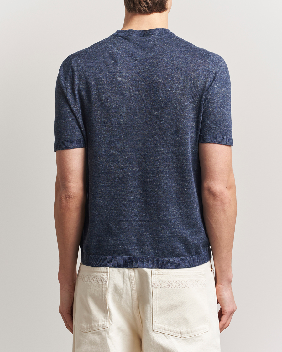 Men | T-Shirts | Altea | Cotton/Linen Short Sleeve T-Shirt Navy