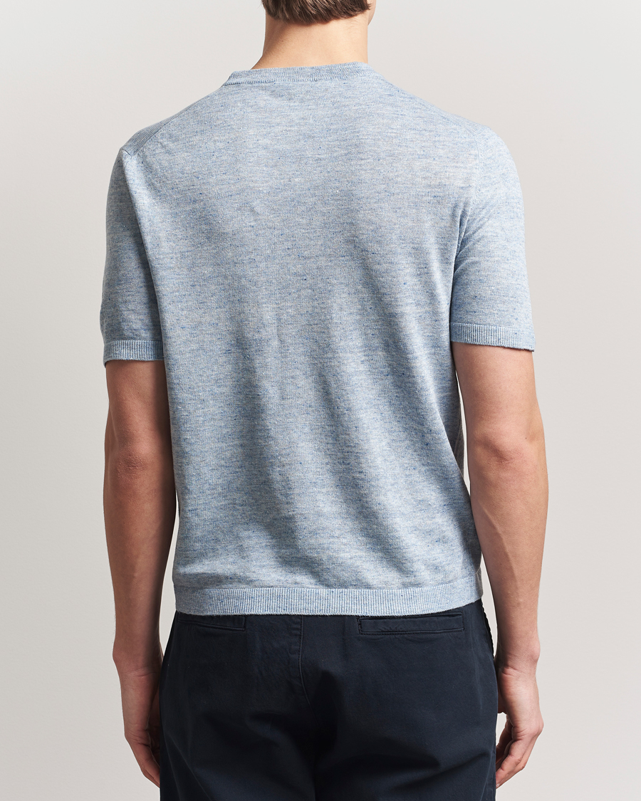 Men | T-Shirts | Altea | Cotton/Linen Short Sleeve T-Shirt Light Blue