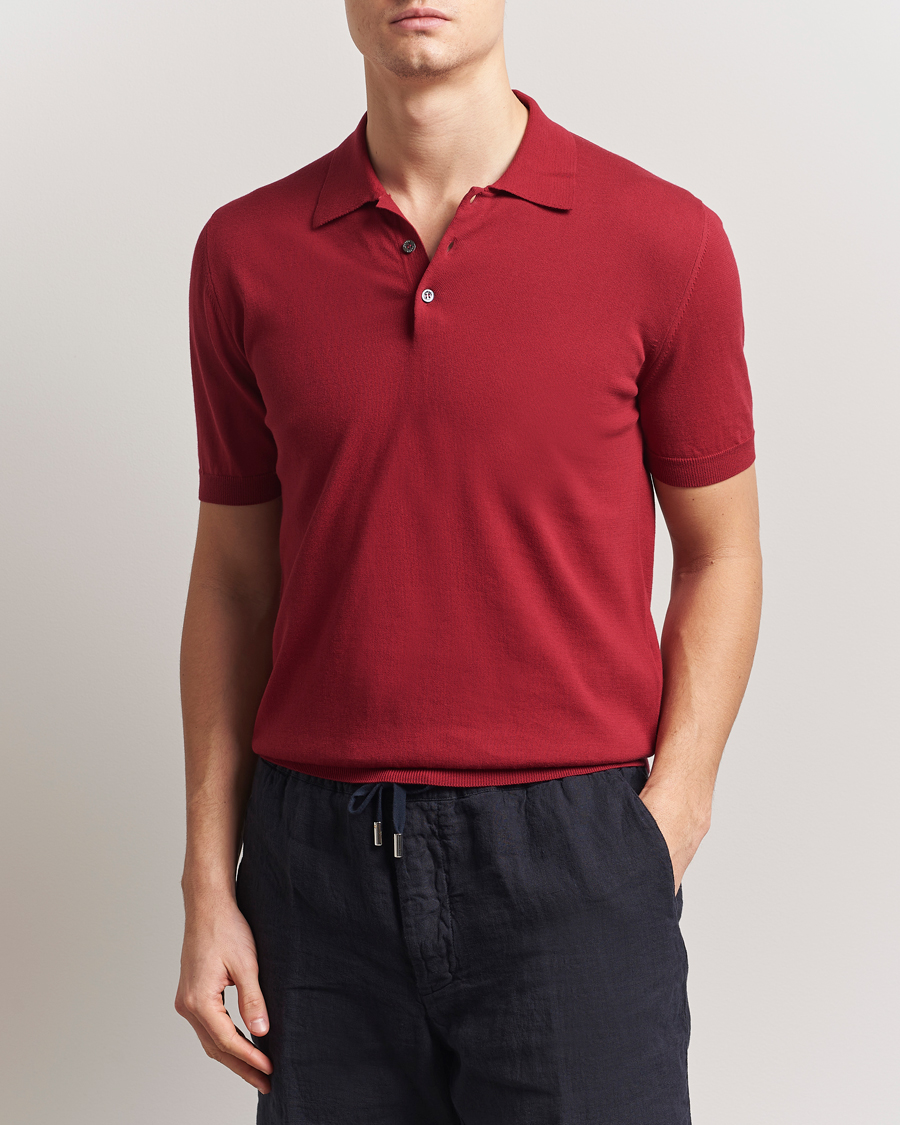 Men | Polo Shirts | Altea | Short Sleeve Cotton Polo Burgundy