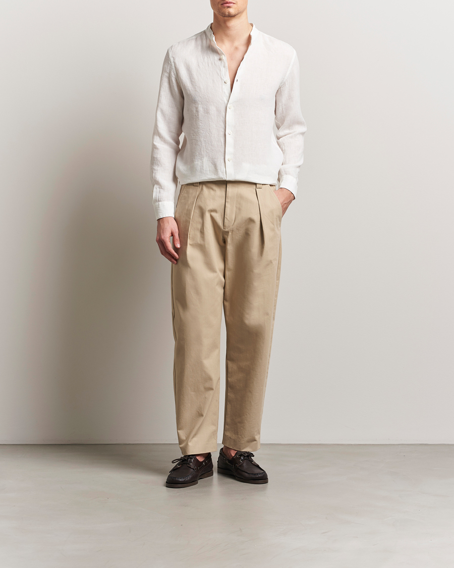 Men | Shirts | Altea | Linen Guru Collar Shirt White