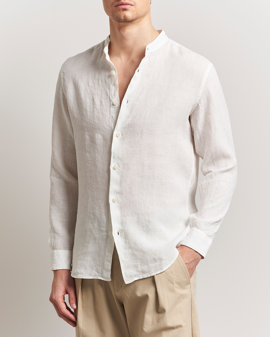 Men | Shirts | Altea | Linen Guru Collar Shirt White