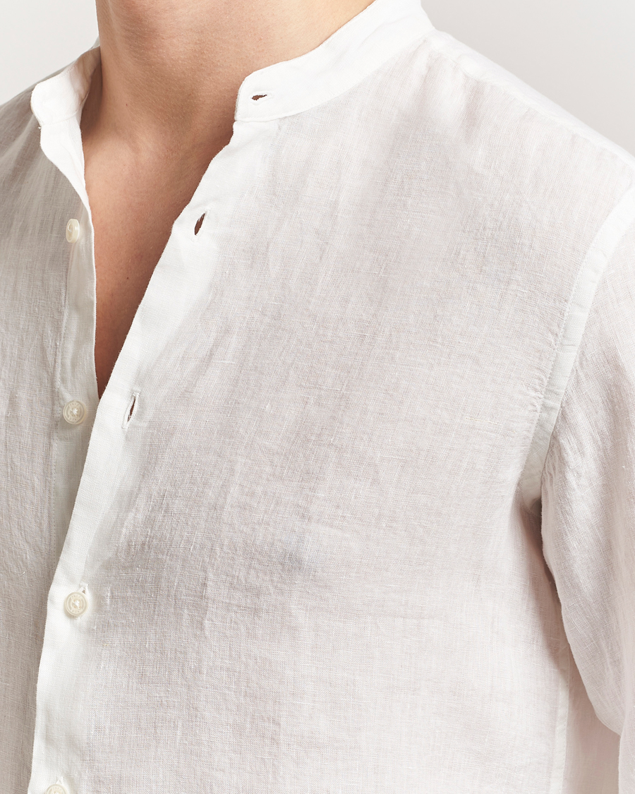 Men | Shirts | Altea | Linen Guru Collar Shirt White