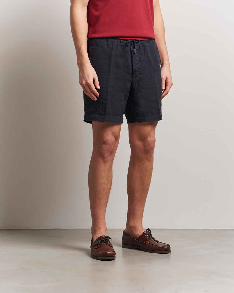 Men | Shorts | Altea | Linen Drawstring Shorts Navy