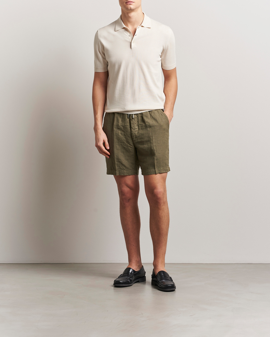 Men | Shorts | Altea | Linen Drawstring Shorts Military