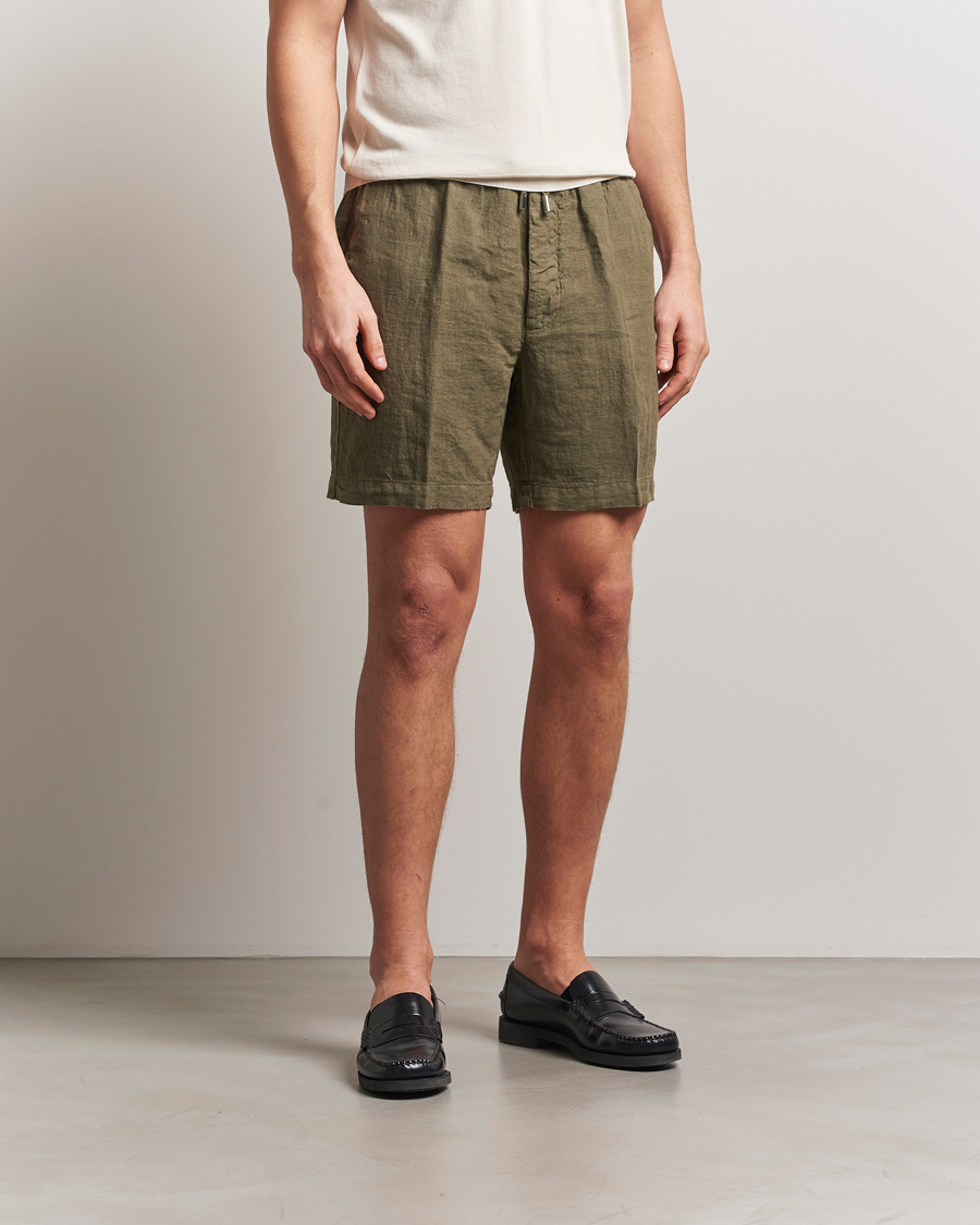 Men | Shorts | Altea | Linen Drawstring Shorts Military