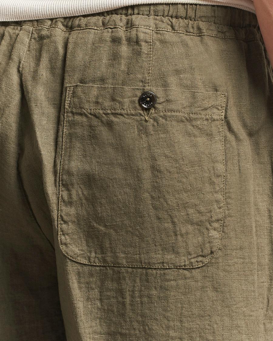 Men | Shorts | Altea | Linen Drawstring Shorts Military