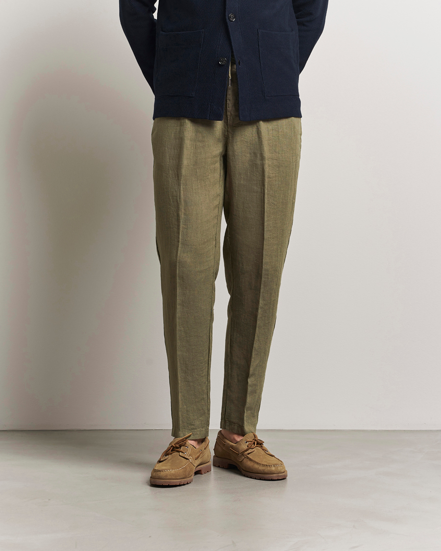 Men | Trousers | Altea | Linen Drawstring Pants Military