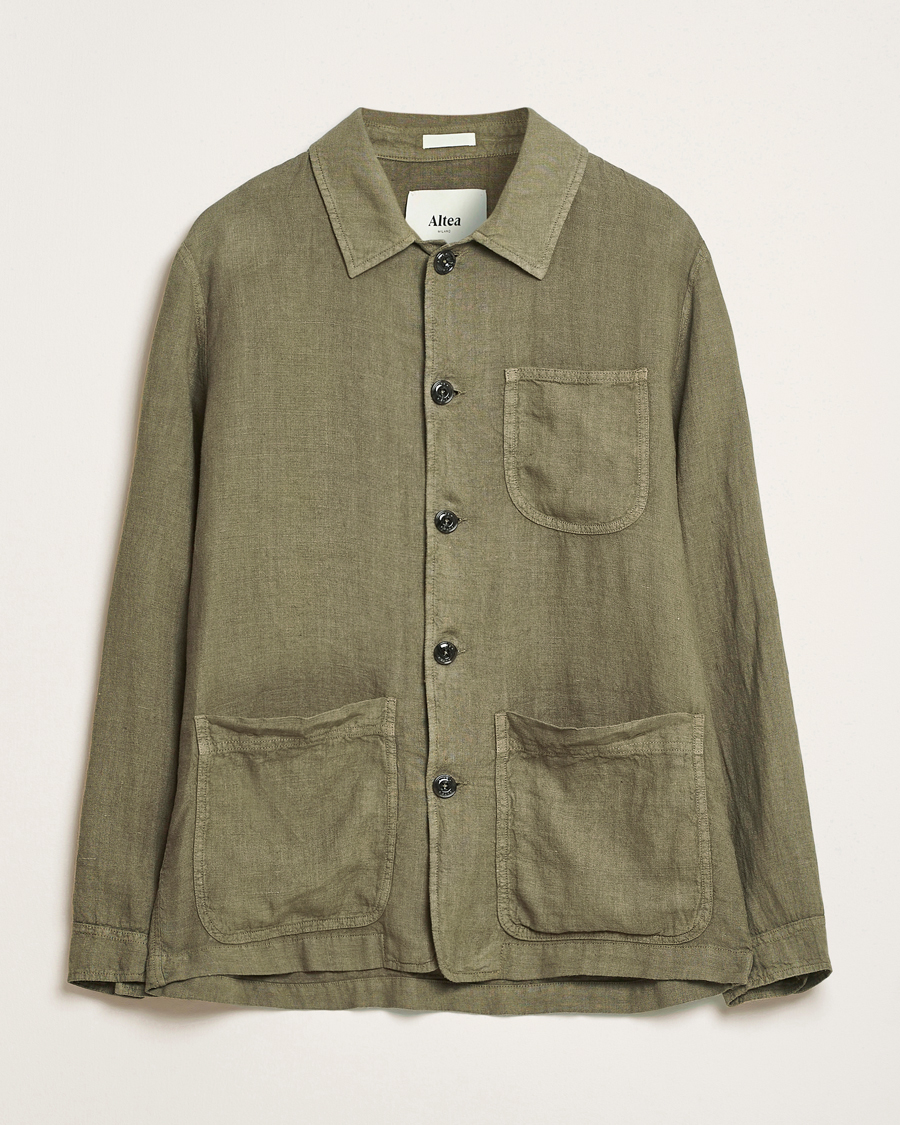 Men | Coats & Jackets | Altea | Linen Chore Jacket Military
