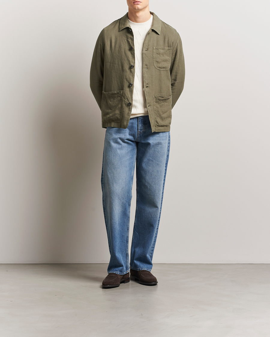 Men | Coats & Jackets | Altea | Linen Chore Jacket Military