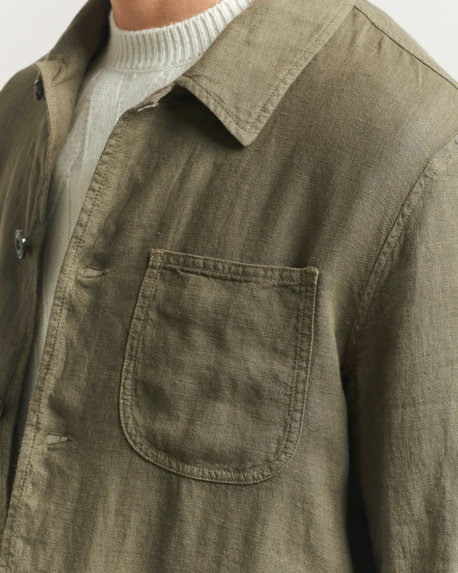 Men | Coats & Jackets | Altea | Linen Chore Jacket Military