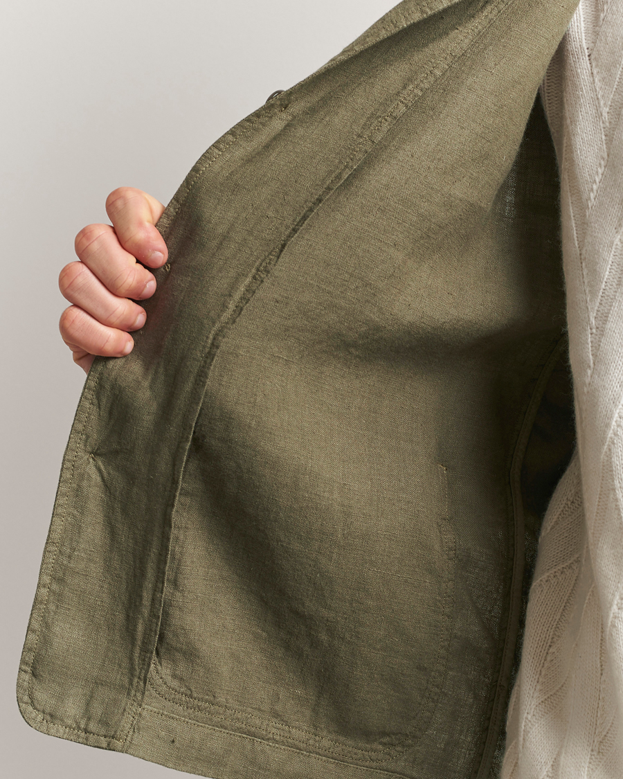 Men | Coats & Jackets | Altea | Linen Chore Jacket Military