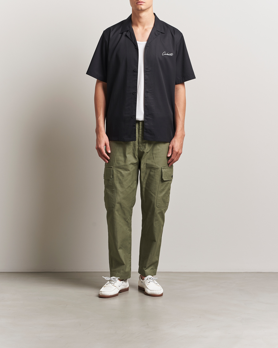 Men | Shirts | Carhartt WIP | Short Sleeve Cotton/Tencel Delrey Shirt Black/White