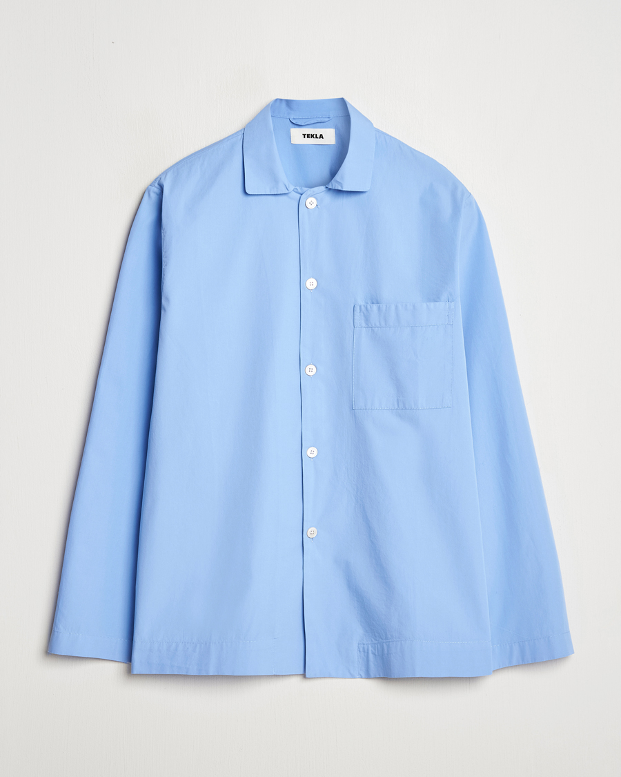 Men | Pyjamas & Robes | Tekla | Poplin Pyjama Shirt Cornflower Blue