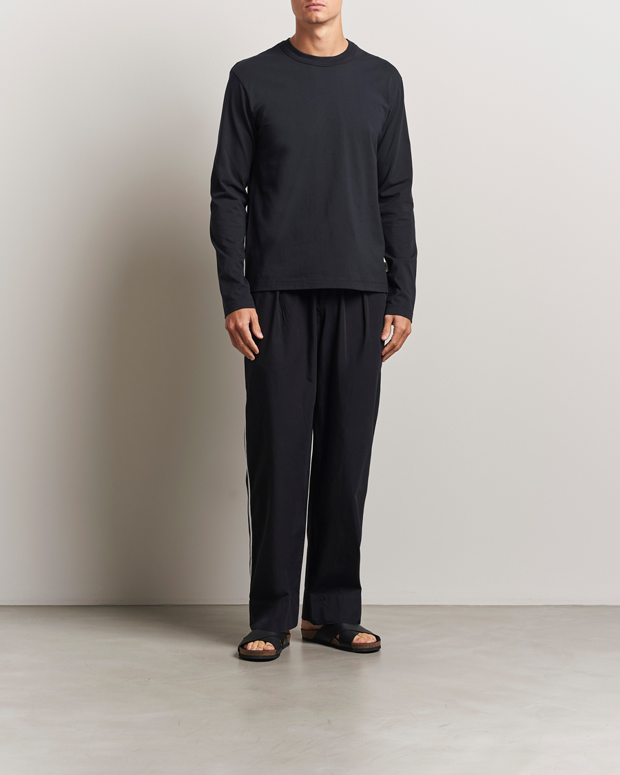 Men | Pyjamas & Robes | Tekla | Grosgrain Stripes Pyjama Pants All Black