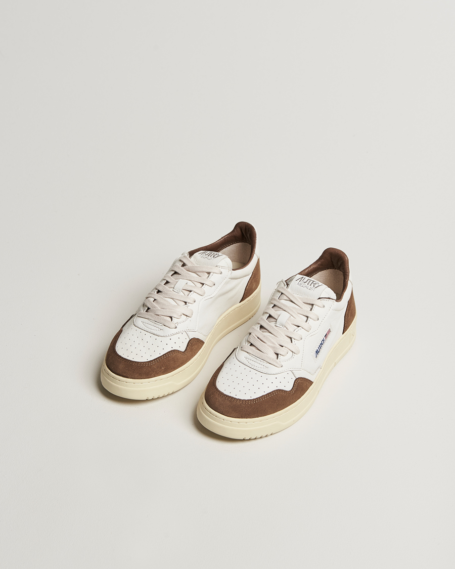 Men | Sneakers | Autry | Medalist Low Super Soft Goat Leather Sneaker White/Brown