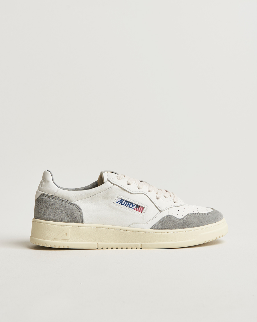 Men | Sneakers | Autry | Medalist Low Super Soft Goat Leather Sneaker White/Grey