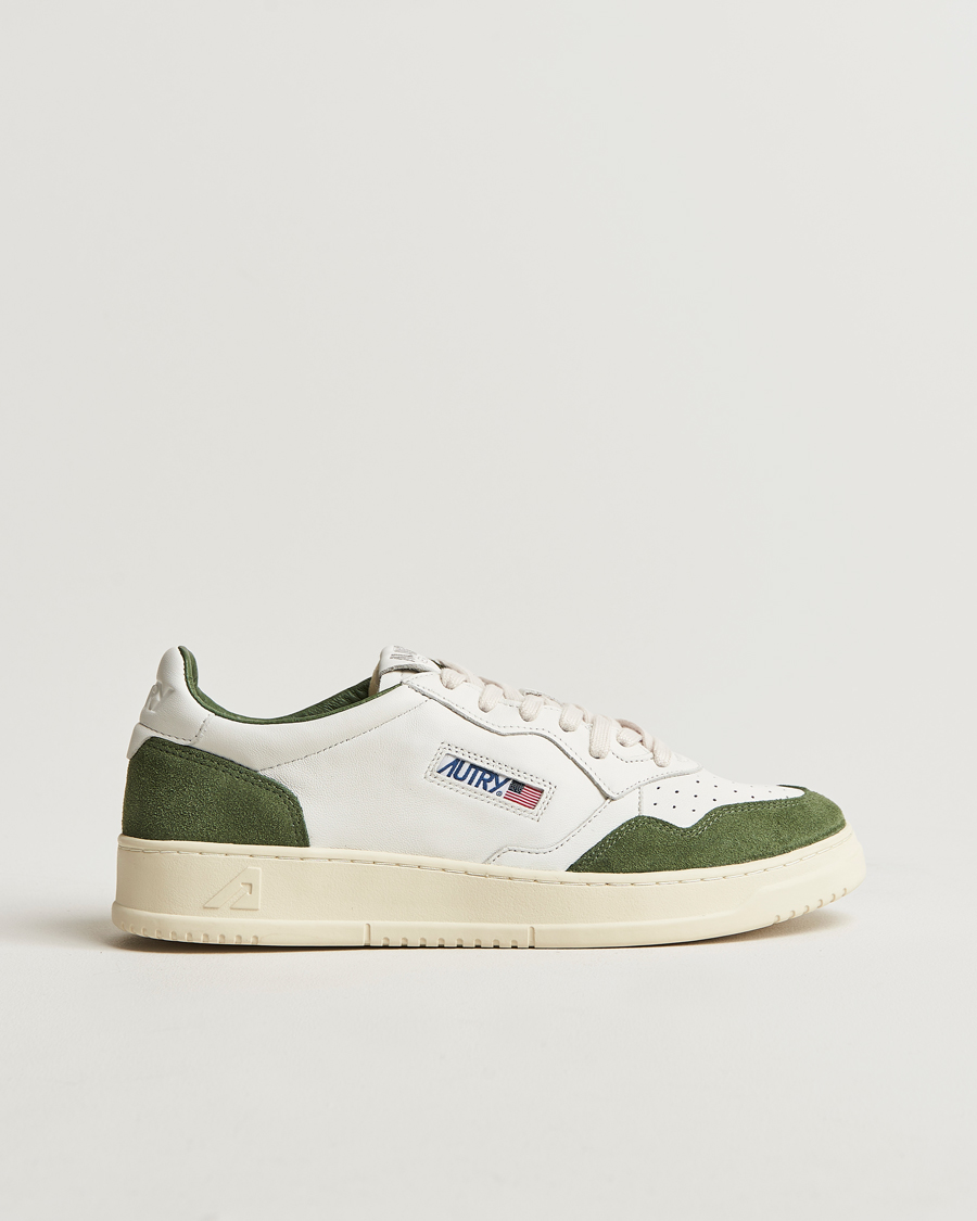 Men | Sneakers | Autry | Medalist Low Super Soft Goat Leather Sneaker White/Green