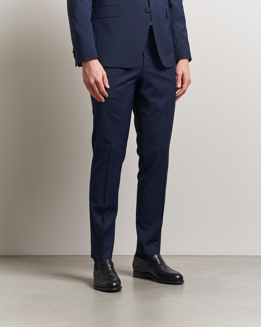 Men | Trousers | Oscar Jacobson | Denz Wool Blend Trousers Navy