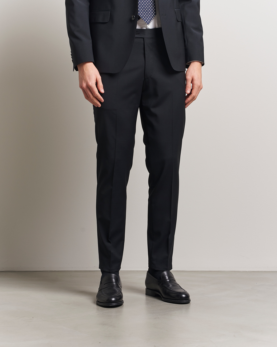 Men | Trousers | Oscar Jacobson | Denz Wool Blend Trousers Black