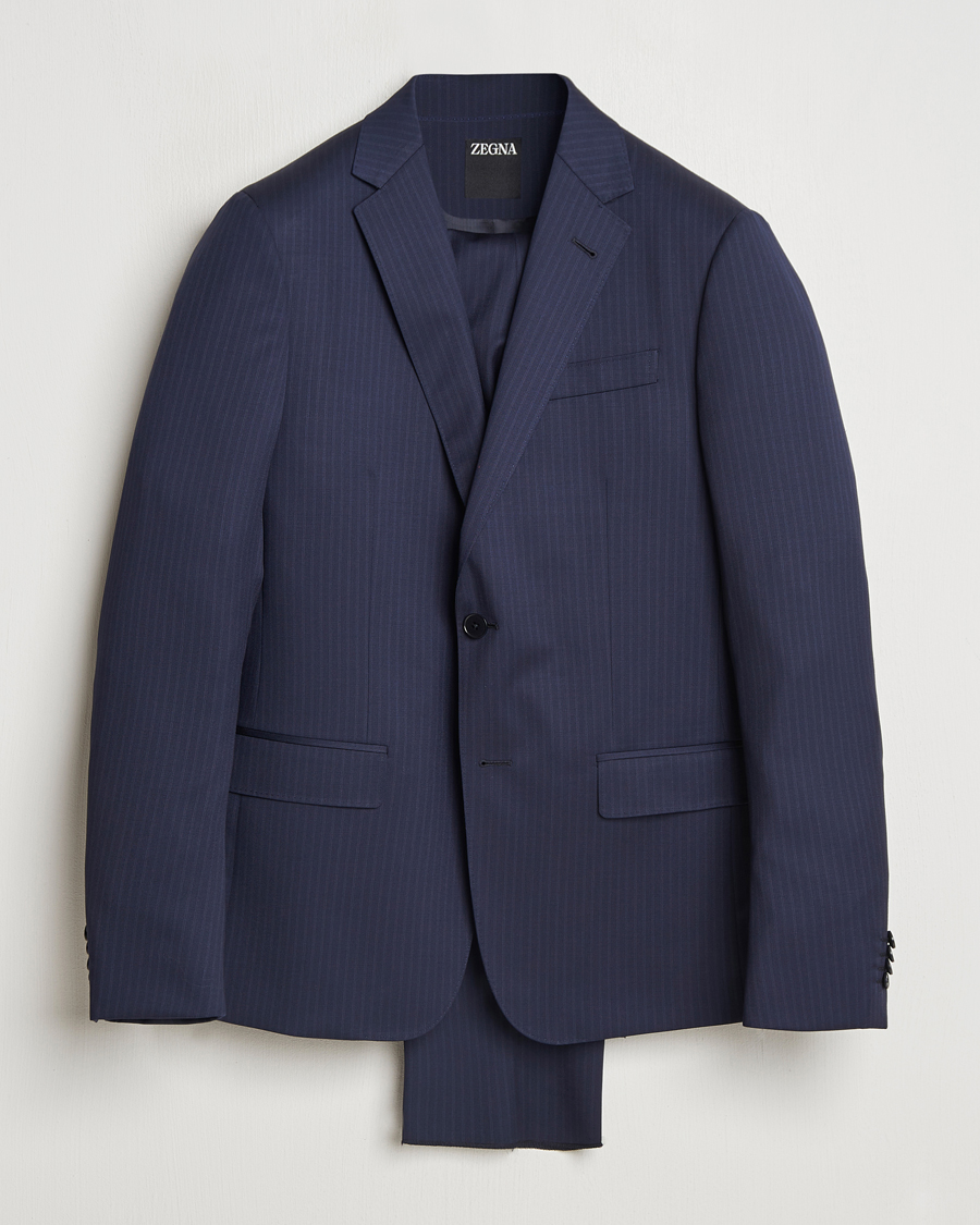 Men | Suits | Zegna | Tailored Wool Suit Navy Stripe